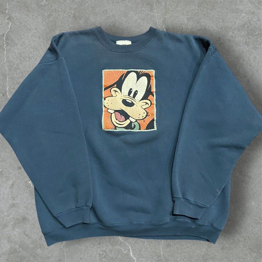 The Disney Store Vintage 90s Goofy Character Crewneck Sweatshirt Green Unisex XL
